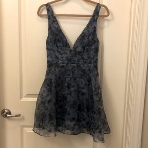 Lulus Blue Floral Skater Dress